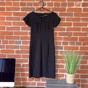 Banana Republic Dress Midi Cap Sleeve Back Zip & Slit Black Size 4